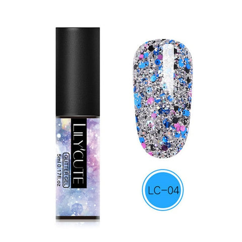 LILYCUTE 5ML Glitter Gel Nail Polish Semi Permanant Soak Off UV Gel Enamel Nail Art Design Manicure Nails Polish Lacquer Gel