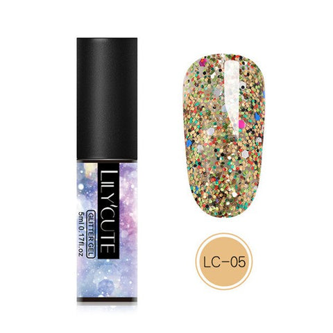 LILYCUTE 5ML Glitter Gel Nail Polish Semi Permanant Soak Off UV Gel Enamel Nail Art Design Manicure Nails Polish Lacquer Gel