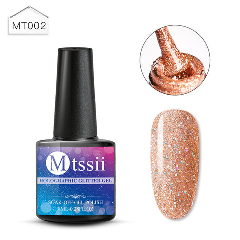 Mtssii 8ML Color  Glitter Nail Polish Holographic Glitter Pink Color Series Soak Off Nail Art Gel Polish Varnish Manicure Design