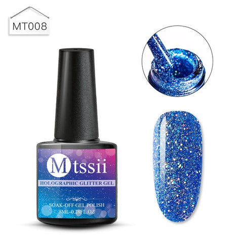 Mtssii 8ML Color  Glitter Nail Polish Holographic Glitter Pink Color Series Soak Off Nail Art Gel Polish Varnish Manicure Design