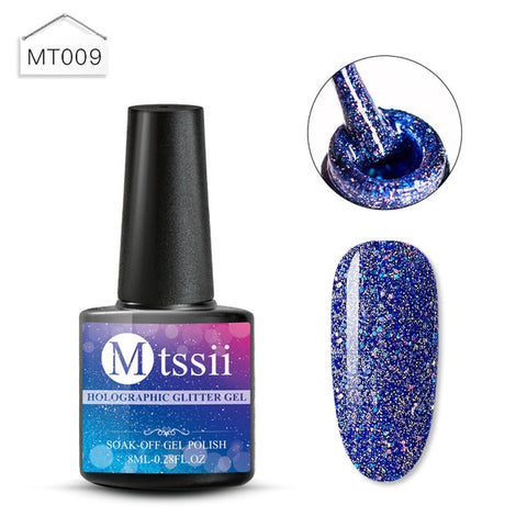 Mtssii 8ML Color  Glitter Nail Polish Holographic Glitter Pink Color Series Soak Off Nail Art Gel Polish Varnish Manicure Design