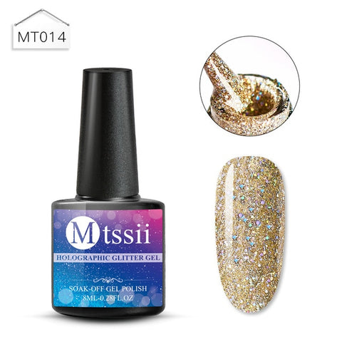 Mtssii 8ML Color  Glitter Nail Polish Holographic Glitter Pink Color Series Soak Off Nail Art Gel Polish Varnish Manicure Design