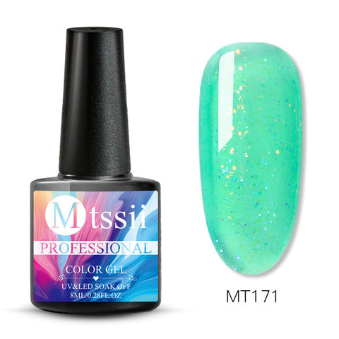 Mtssii 8ML Color  Glitter Nail Polish Holographic Glitter Pink Color Series Soak Off Nail Art Gel Polish Varnish Manicure Design