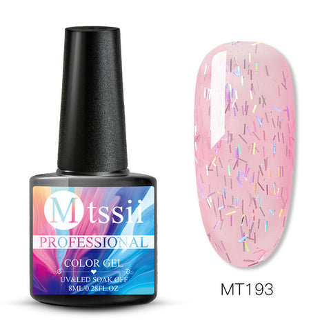 Mtssii 8ML Color  Glitter Nail Polish Holographic Glitter Pink Color Series Soak Off Nail Art Gel Polish Varnish Manicure Design