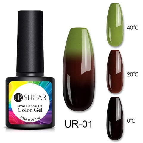 UR SUGAR Thermal Glitter Gel Soak Off UV Gel Polish Holographic Temperature Color-changing Gel Varnish Nail Art Gel Lacquer