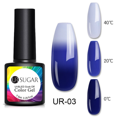 UR SUGAR Thermal Glitter Gel Soak Off UV Gel Polish Holographic Temperature Color-changing Gel Varnish Nail Art Gel Lacquer