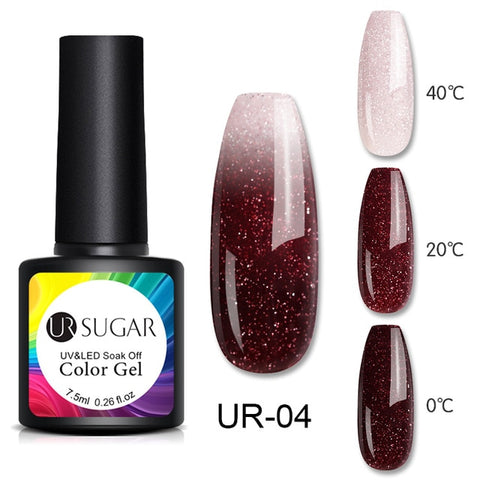 UR SUGAR Thermal Glitter Gel Soak Off UV Gel Polish Holographic Temperature Color-changing Gel Varnish Nail Art Gel Lacquer