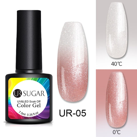 UR SUGAR Thermal Glitter Gel Soak Off UV Gel Polish Holographic Temperature Color-changing Gel Varnish Nail Art Gel Lacquer