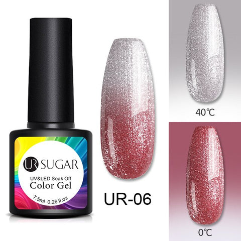 UR SUGAR Thermal Glitter Gel Soak Off UV Gel Polish Holographic Temperature Color-changing Gel Varnish Nail Art Gel Lacquer