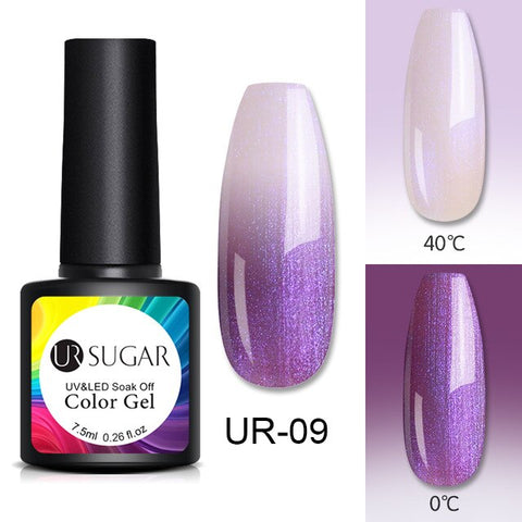 UR SUGAR Thermal Glitter Gel Soak Off UV Gel Polish Holographic Temperature Color-changing Gel Varnish Nail Art Gel Lacquer