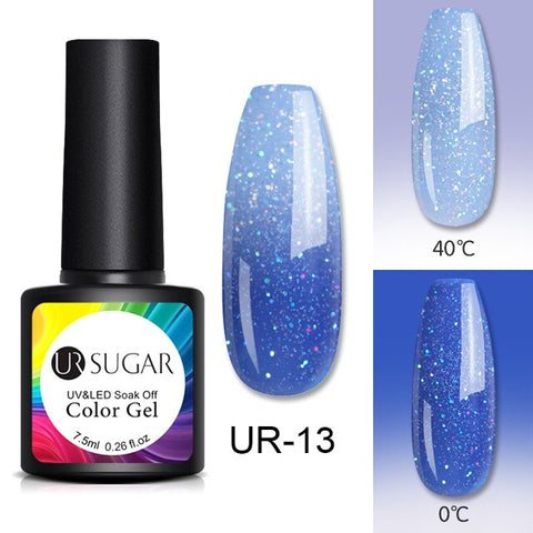 UR SUGAR Thermal Glitter Gel Soak Off UV Gel Polish Holographic Temperature Color-changing Gel Varnish Nail Art Gel Lacquer