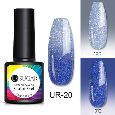 UR SUGAR Thermal Glitter Gel Soak Off UV Gel Polish Holographic Temperature Color-changing Gel Varnish Nail Art Gel Lacquer