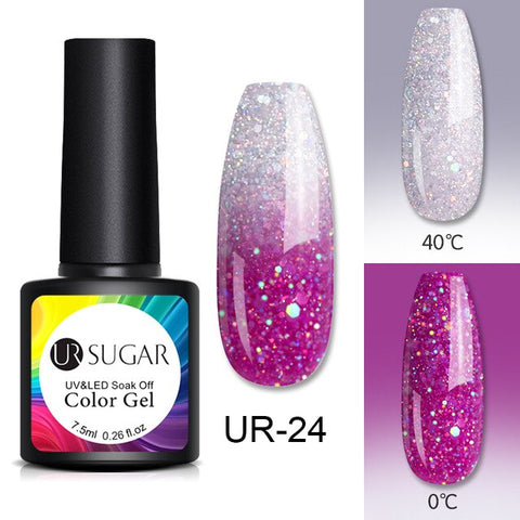 UR SUGAR Thermal Glitter Gel Soak Off UV Gel Polish Holographic Temperature Color-changing Gel Varnish Nail Art Gel Lacquer