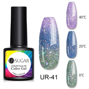 UR SUGAR Thermal Glitter Gel Soak Off UV Gel Polish Holographic Temperature Color-changing Gel Varnish Nail Art Gel Lacquer