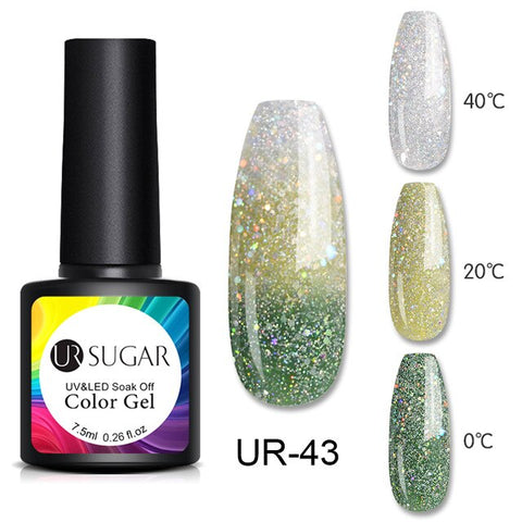 UR SUGAR Thermal Glitter Gel Soak Off UV Gel Polish Holographic Temperature Color-changing Gel Varnish Nail Art Gel Lacquer