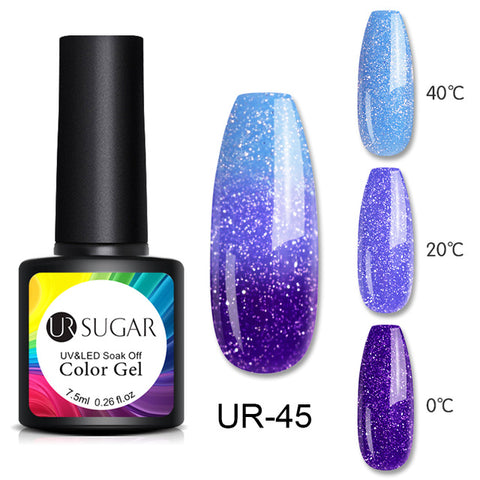 UR SUGAR Thermal Glitter Gel Soak Off UV Gel Polish Holographic Temperature Color-changing Gel Varnish Nail Art Gel Lacquer