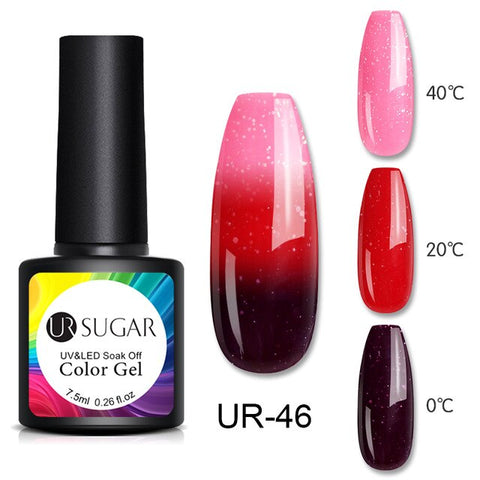 UR SUGAR Thermal Glitter Gel Soak Off UV Gel Polish Holographic Temperature Color-changing Gel Varnish Nail Art Gel Lacquer