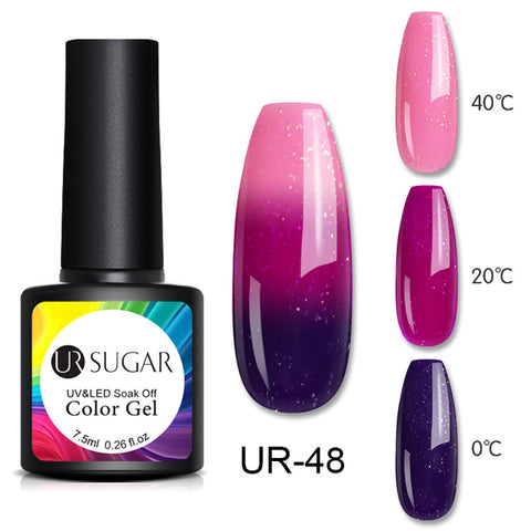 UR SUGAR Thermal Glitter Gel Soak Off UV Gel Polish Holographic Temperature Color-changing Gel Varnish Nail Art Gel Lacquer