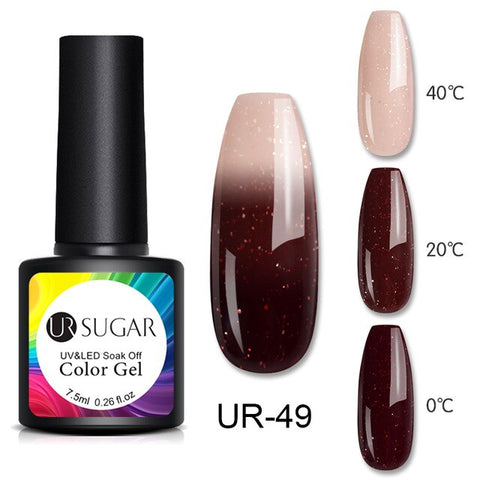 UR SUGAR Thermal Glitter Gel Soak Off UV Gel Polish Holographic Temperature Color-changing Gel Varnish Nail Art Gel Lacquer