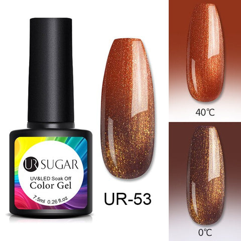 UR SUGAR Thermal Glitter Gel Soak Off UV Gel Polish Holographic Temperature Color-changing Gel Varnish Nail Art Gel Lacquer