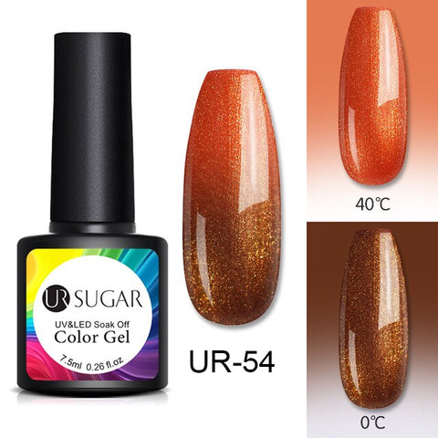 UR SUGAR Thermal Glitter Gel Soak Off UV Gel Polish Holographic Temperature Color-changing Gel Varnish Nail Art Gel Lacquer