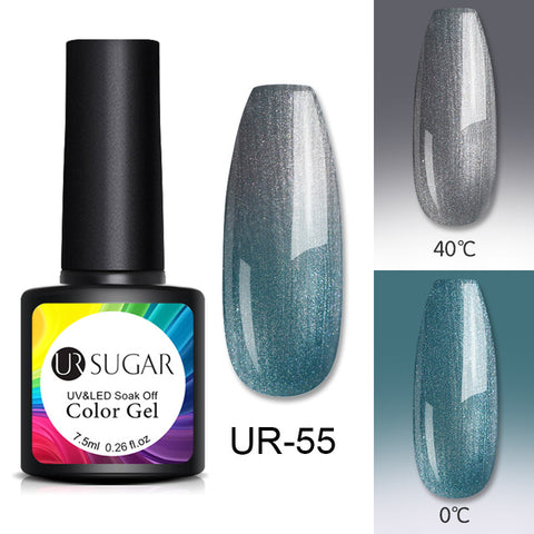 UR SUGAR Thermal Glitter Gel Soak Off UV Gel Polish Holographic Temperature Color-changing Gel Varnish Nail Art Gel Lacquer