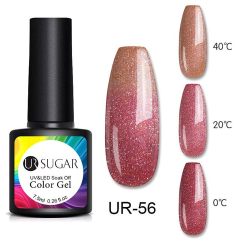 UR SUGAR Thermal Glitter Gel Soak Off UV Gel Polish Holographic Temperature Color-changing Gel Varnish Nail Art Gel Lacquer