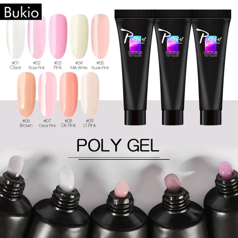 Bukio Poly Gel Extention Acrylic Gel Clear Crystal Jelly Effect Nail Gel Varnish Soak Off UV Quick Building Polygel Nail Art Kit