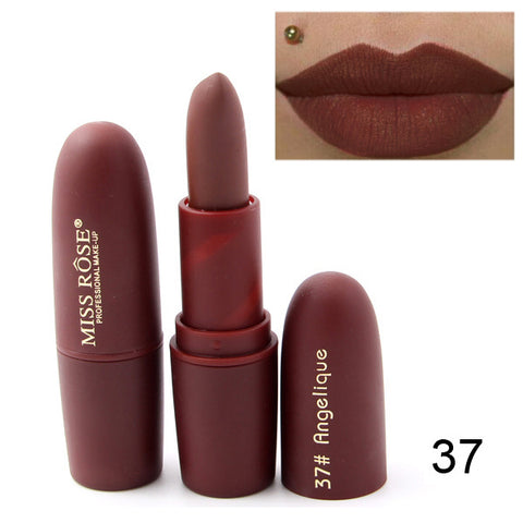 New MISS ROSE Lipstick Matte Waterproof Velvet Lip Stick 18 Colors Sexy Red Brown Pigments Makeup Matte Lipsticks Beauty Lips