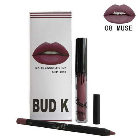 NEW BUD K Brand Liquid Matte Lipstick set lips Pencil Makeup lasting Waterproof Mate lip gloss Cosmetics lip kit batom CANDY K