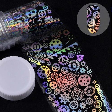 4*100cm/Roll Holographic Nail Foil Flame Dandelion Panda Bamboo Holo Nail Art Transfer Sticker Water Slide Nail Art Decals