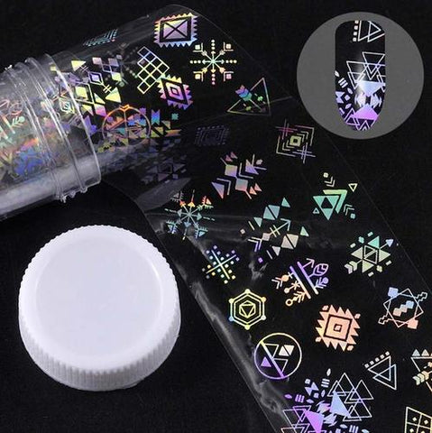 4*100cm/Roll Holographic Nail Foil Flame Dandelion Panda Bamboo Holo Nail Art Transfer Sticker Water Slide Nail Art Decals