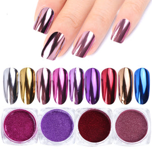 0.5g Nail Mirror Glitter Powder Metallic Color Nail Art UV Gel Polishing Chrome Flakes Pigment Dust Decorations Manicure TRC/ASX