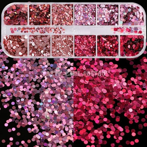 12 Grids/Set Combined Glitter Holographic Hexagon Sequins Sugar Marble Powder Mylar Foil Shell Nail Art Decoration DIY CT#