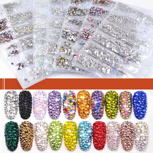 31 Colors SS3-SS10 Mix Sizes Crystal Glass Nails Art Rhinestones For 3D Nail Art Rhinestones Decoration Gems