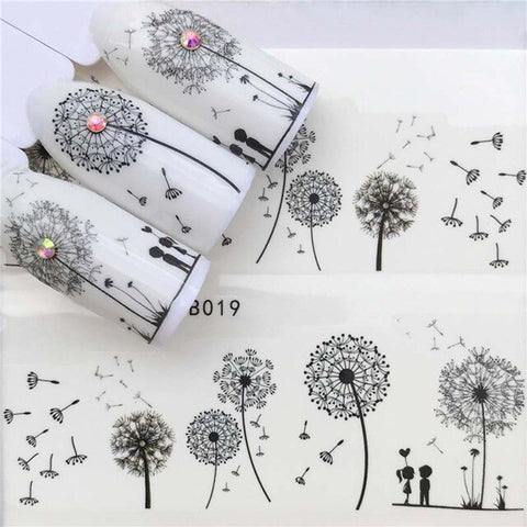 30 Designs Nail Stickers on Bowknot Nails  Dandelion Flower Stickers for Nails Art Decor Nail Art Water Transfer Stickers Decals