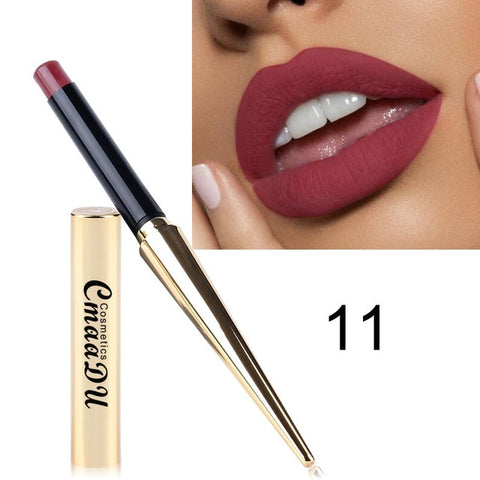 Cmaadu 12 Colors Velvet Matte Ultra Slim Lipstick Pen Makeup Moisturizing Long Lasting Waterproof Beauty Sexy Rouge Lips Batom