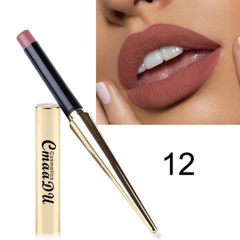 Cmaadu 12 Colors Velvet Matte Ultra Slim Lipstick Pen Makeup Moisturizing Long Lasting Waterproof Beauty Sexy Rouge Lips Batom