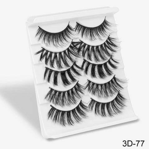 SEXYSHEEP 5Pairs 3D Mink Hair False Eyelashes Natural/Thick Long Eye Lashes Wispy Makeup Beauty Extension Tools